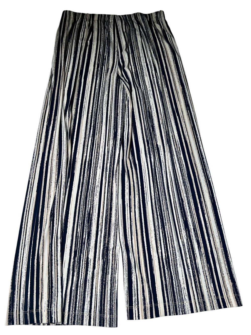 Chico's Navy and White Vertical-Strip Pants